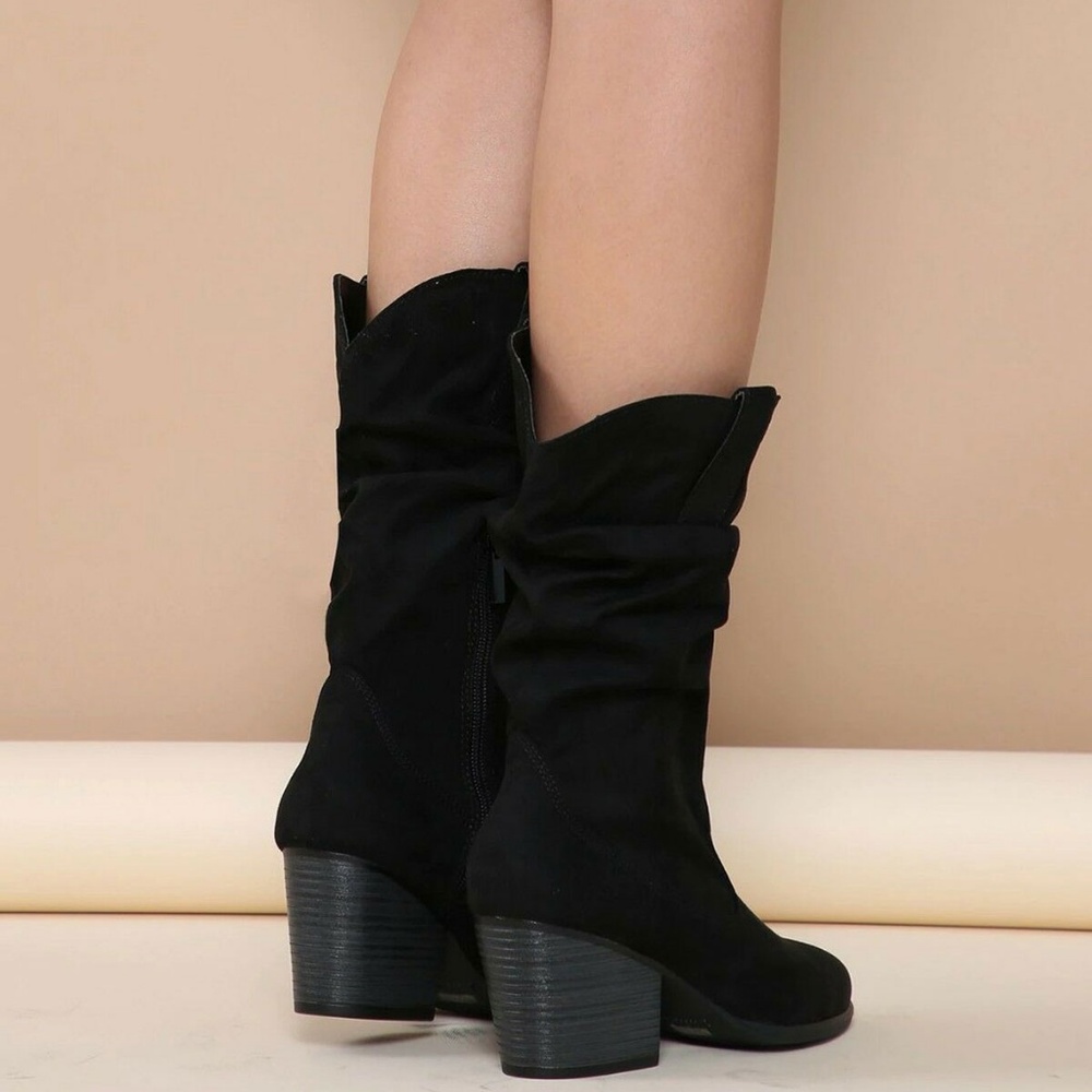 NEW🔥 Slouchy Cowboy Western Mid-Calf Boot w/ Zip - Picture 2 of 4